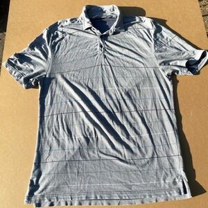 Travis Mathew Polo Shirt Mens Large Grey Golf Casual Striped Short Sleeve